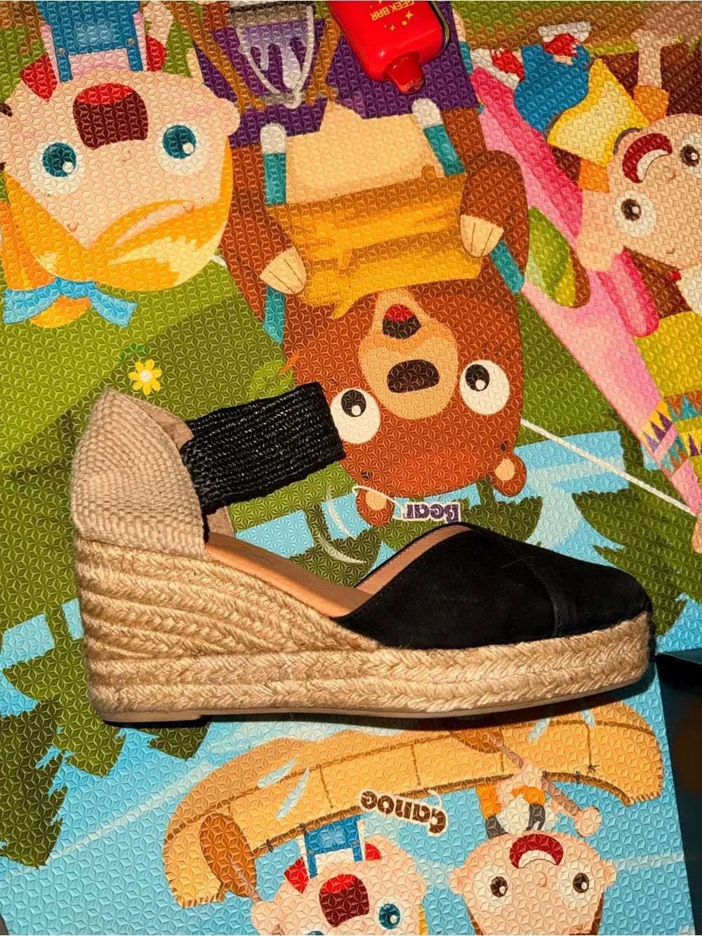 André Assous Anouka Black Espadrille Wedge Sandals